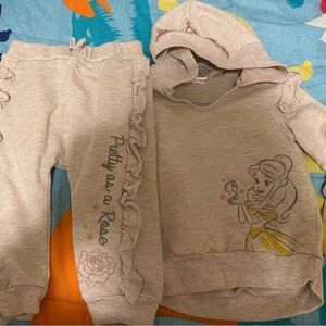 Disney Belle Princess Hoodie and Pants Set Size 18 Months.